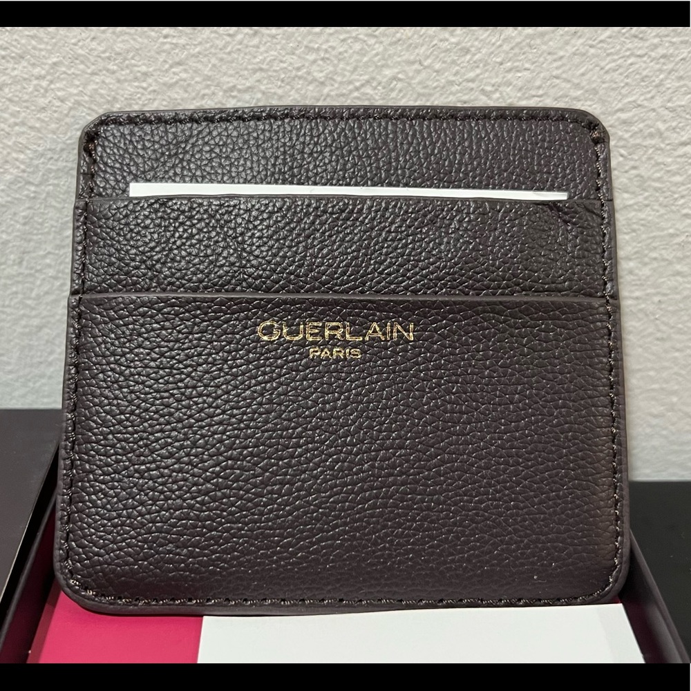 Guerlain Paris Card Holder Wallet - Brown Calfskin Leather